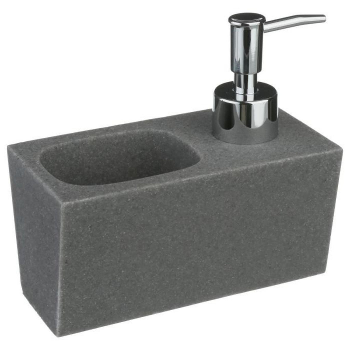 FIVE Distributeur de Savon  Porte Éponge  14cm Gris