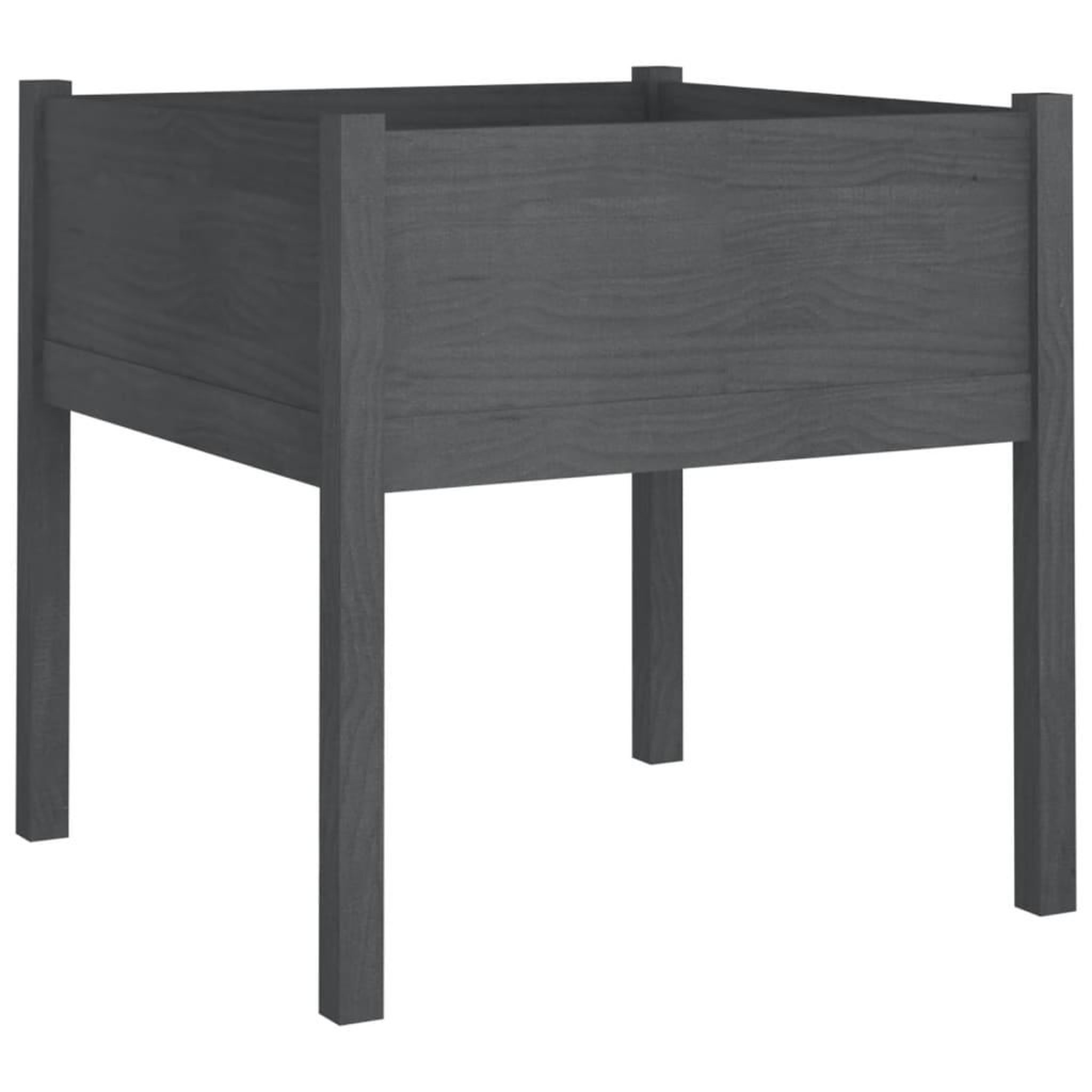 Voir la diapositive 4 : VIDAXL Jardinieres 2 pcs Gris 70x70x70 cm Bois de pin massif