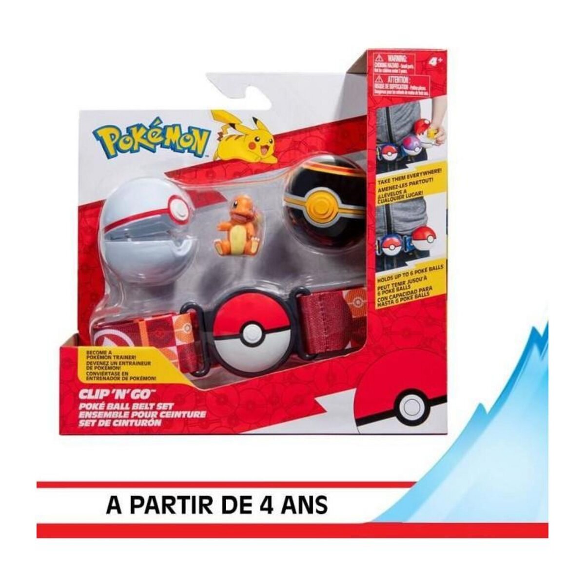 BANDAI Ceinture - BANDAI - Pokémon Clip ‘N' Go - 1 ceinture, 2 Poké Balls et 1 figurine Salameche 5 cm