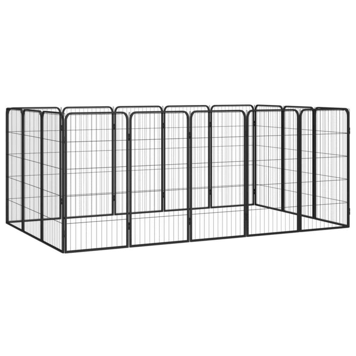 VIDAXL Parc pour chien 16panneaux Noir 50x100cm Acier enduit de poudre