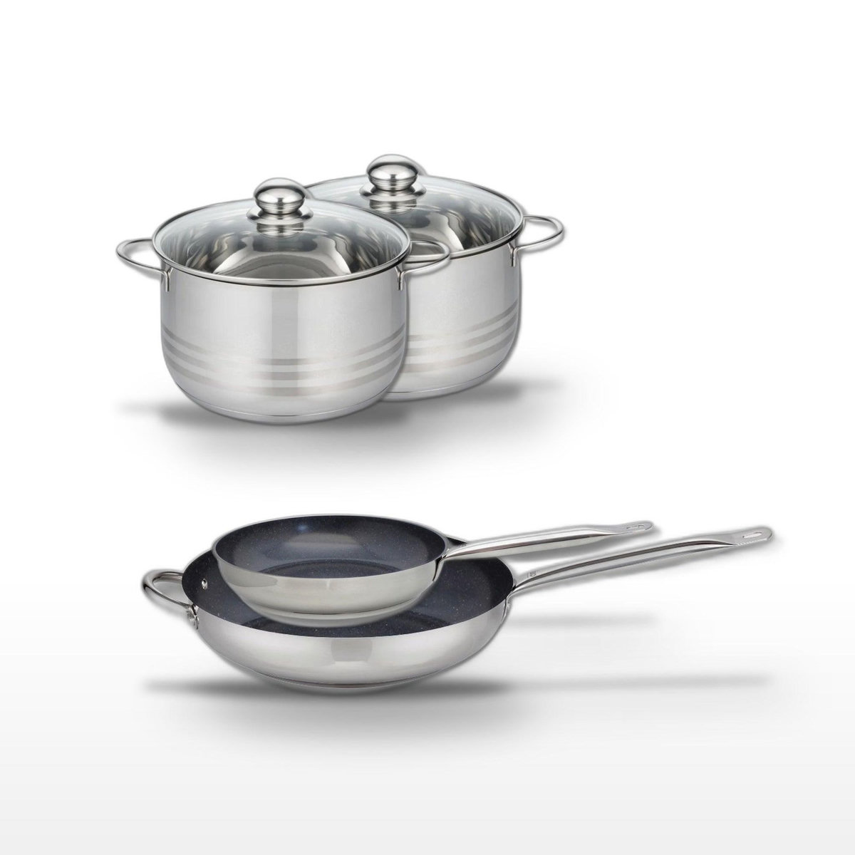 ELO Lot de 2 Poêles 24/32cm et 2 Faitouts 20/24cm Elo Profi Therm Platinum