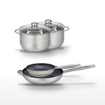 ELO Lot de 2 Poêles 24/32cm et 2 Faitouts 20/24cm Elo Profi Therm Platinum