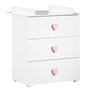 Voir la diapositive 1 : BABY PRICE Commode à langer 3 tiroirs NEW BASIC Boutons C&oelig;ur Rose