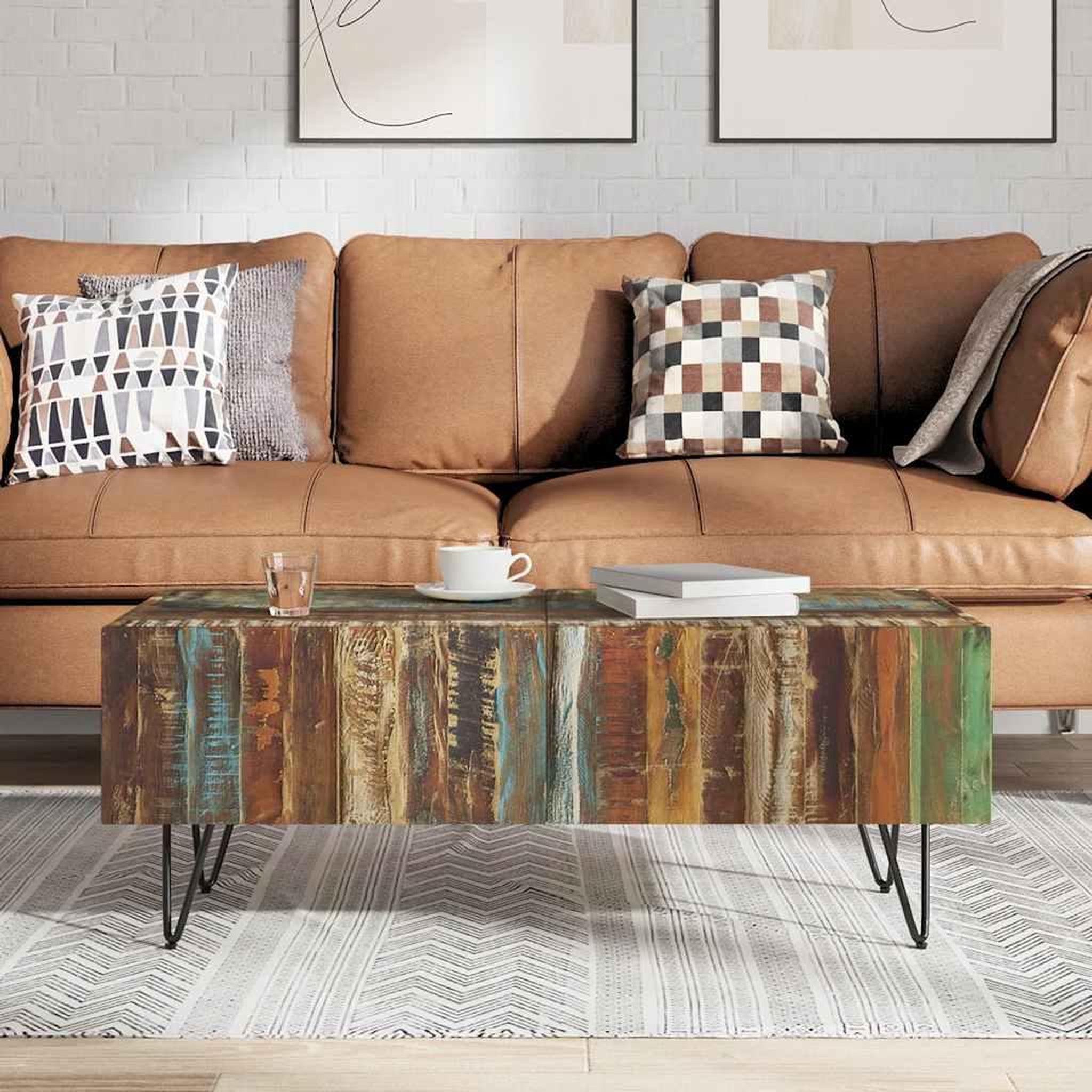 Voir la diapositive 3 : VIDAXL Table basse bois massif de recuperation 100x50x38 cm