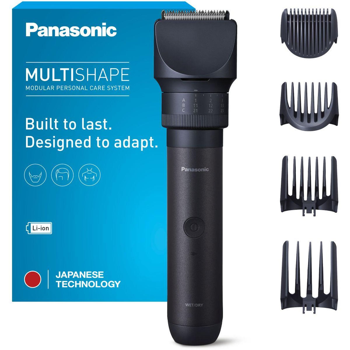 PANASONIC Tondeuse multi usages Multishape ER-CKL2-A301, molette réglable, 58 hauteurs de coupe, précision 0,5 mm, autonomie 70 mn