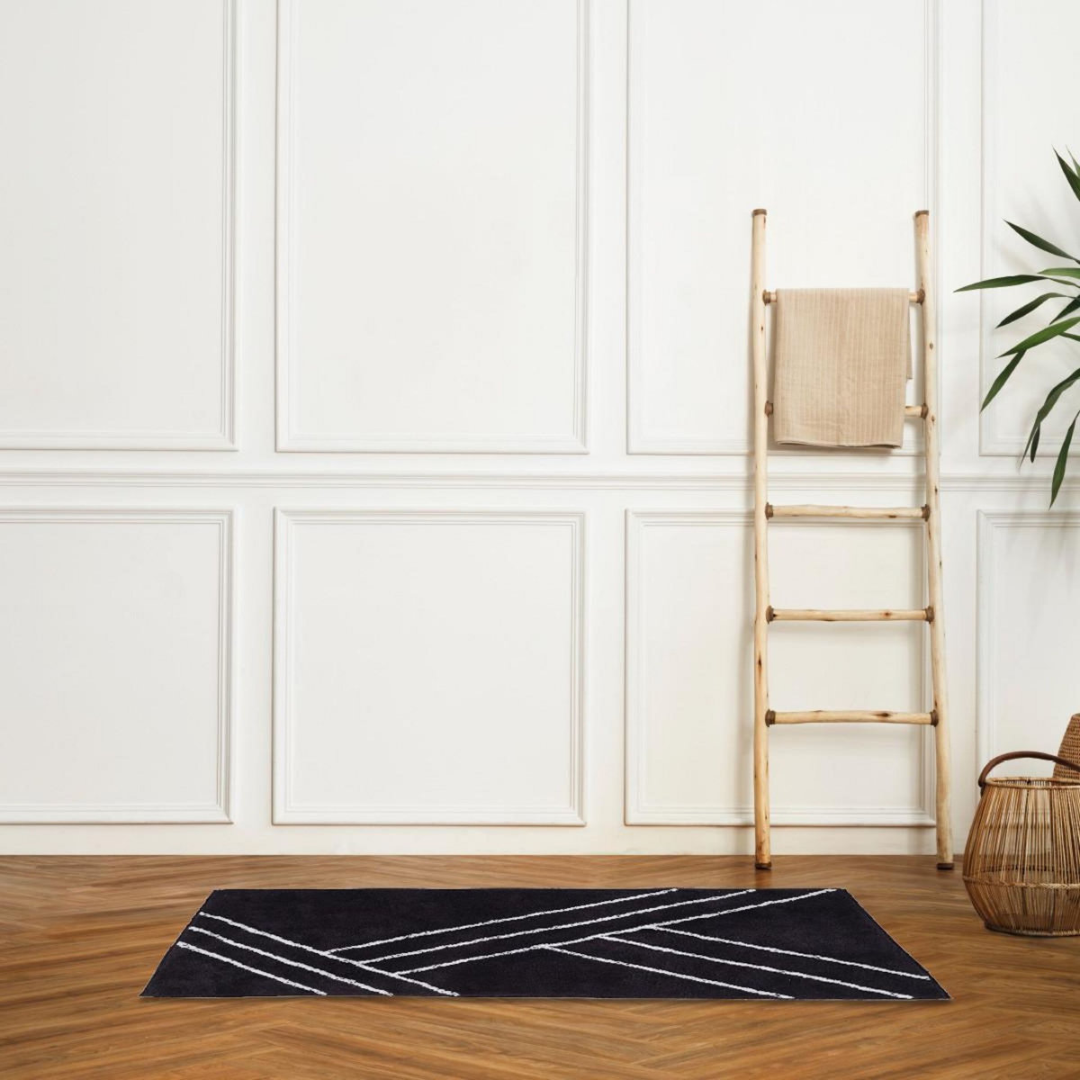 GUY LEVASSEUR Tapis de bain déco géométrique en coton 60x120cm