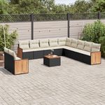 VIDAXL Salon de jardin 12 pcs avec coussins noir resine tressee