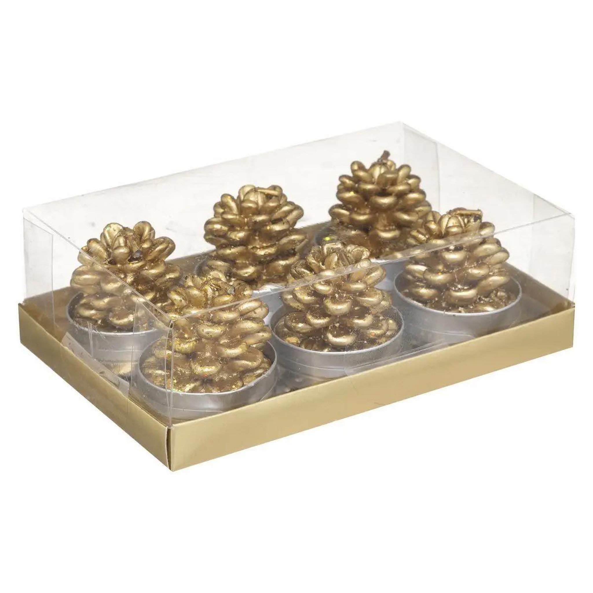 ATMOSPHERA Lot de 6 bougies déco  marron glacé  140g or