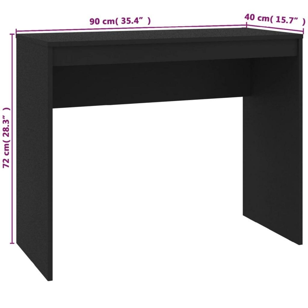 VIDAXL Bureau Noir 90x40x72 cm Bois d'ingenierie