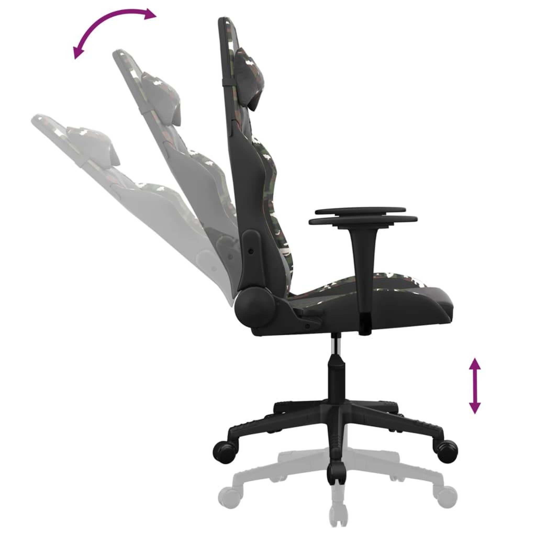 Voir la diapositive 5 : VIDAXL Chaise de jeu de massage Noir et camouflage Similicuir