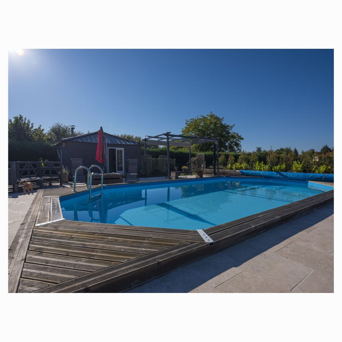Ubbink Piscine hors sol en bois octogonale liner bleu 4 x 6,10-H1,20 m AZURA