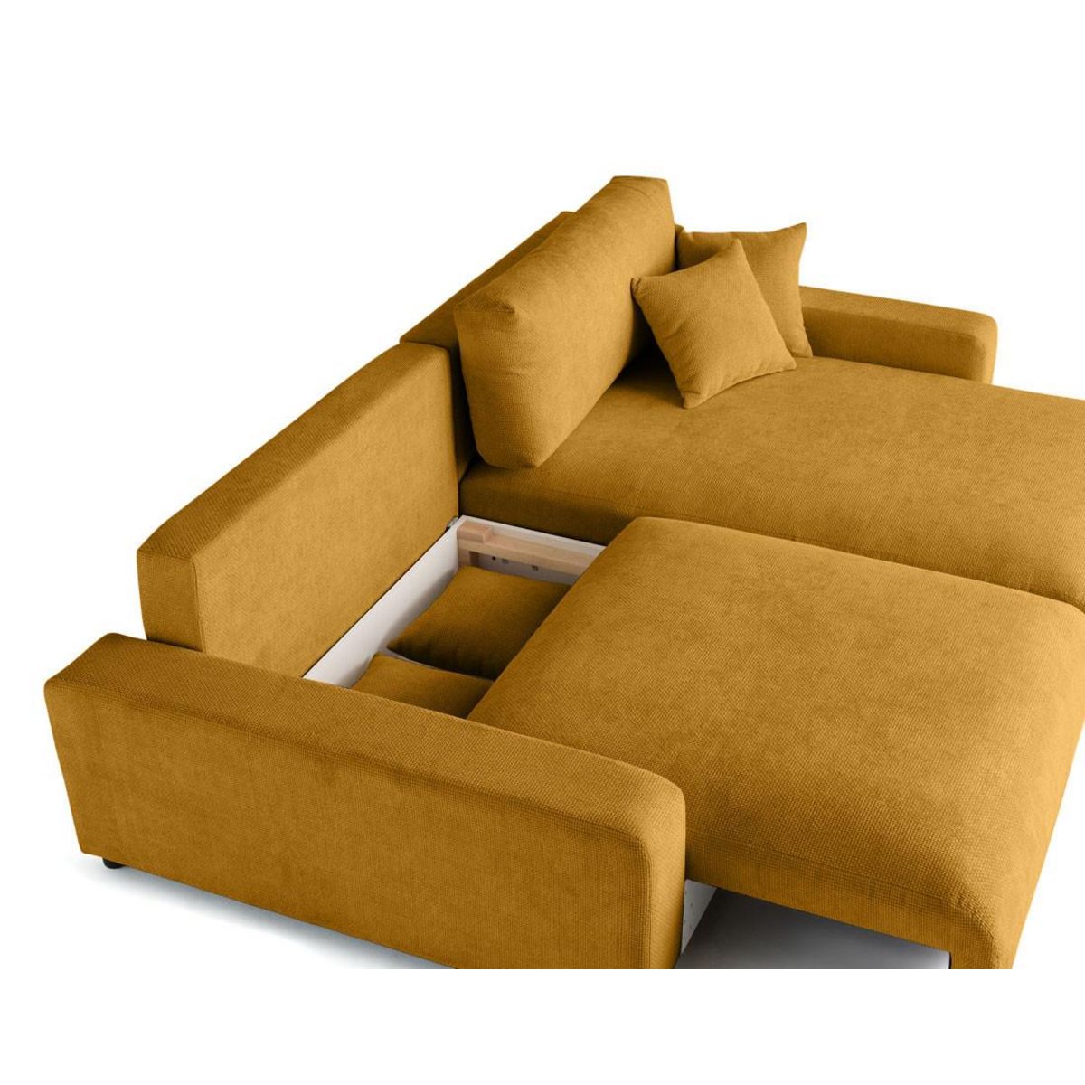 LISA DESIGN Pivoine - canapé d'angle réversible - 4 places - convertible avec coffre - en velours texturé