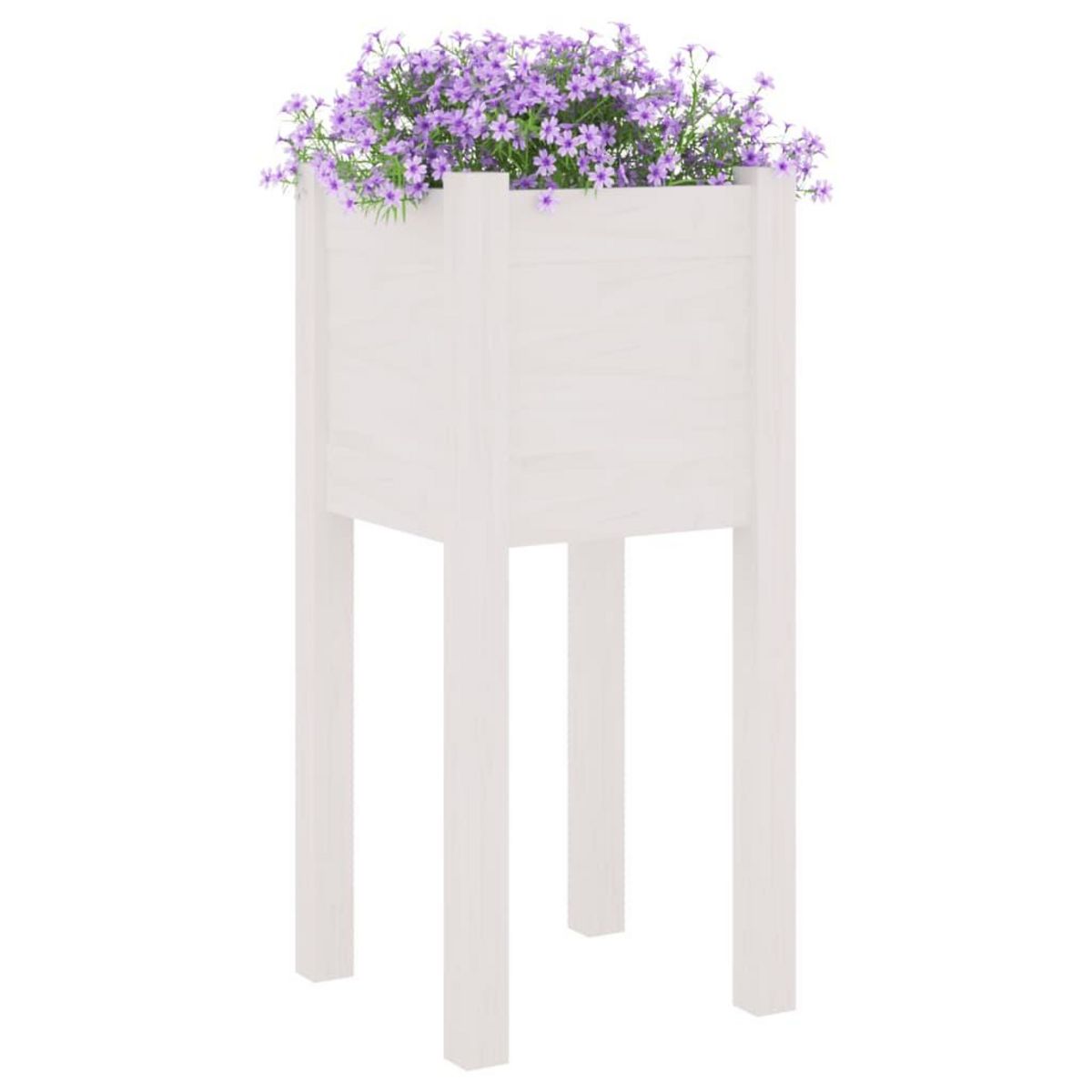 VIDAXL Jardinieres d'exterieur 2 pcs Blanc 31x31x70 cm Bois de pin