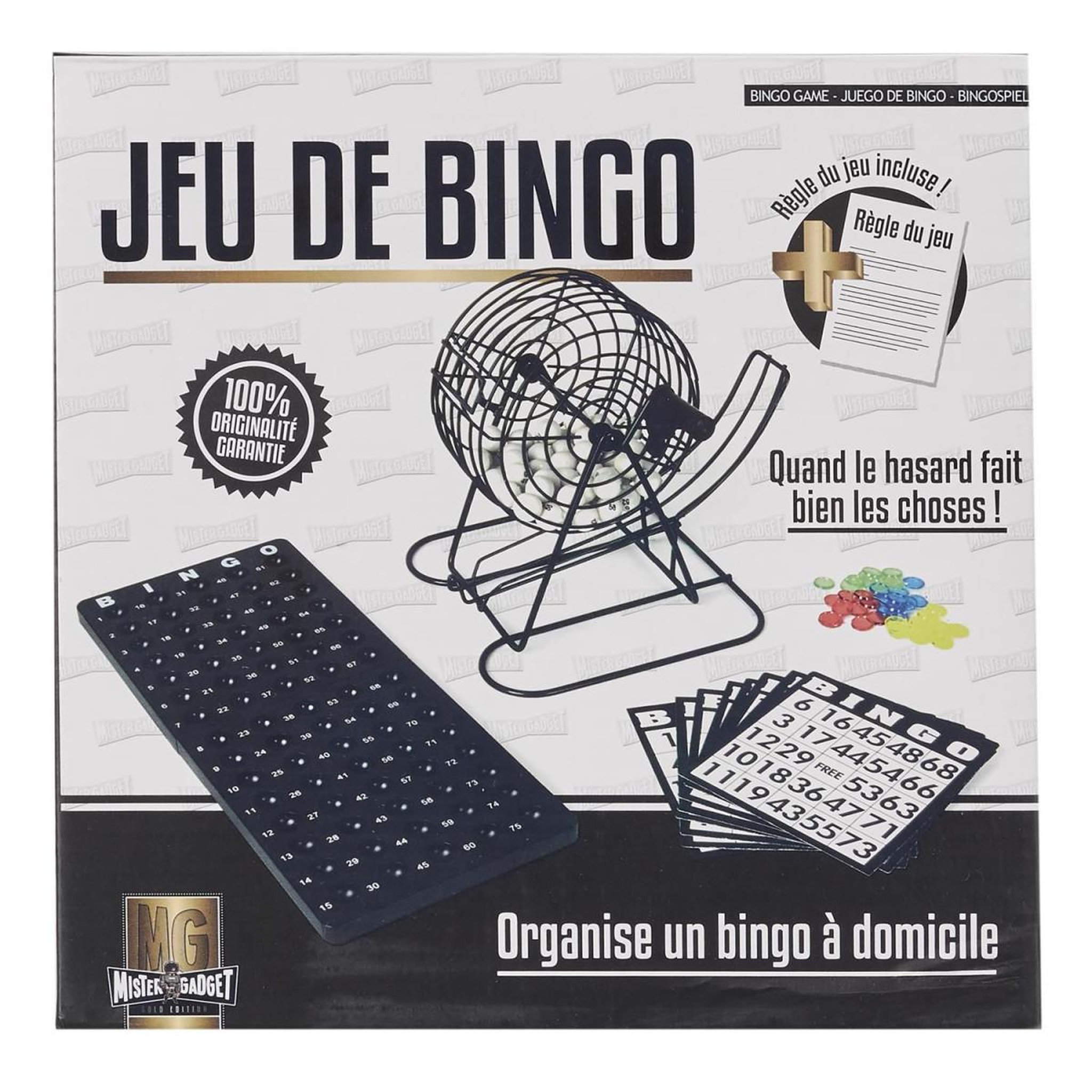 Voir la diapositive 6 : MISTER GADGET Jeu de société  bingo  23cm noir & blanc