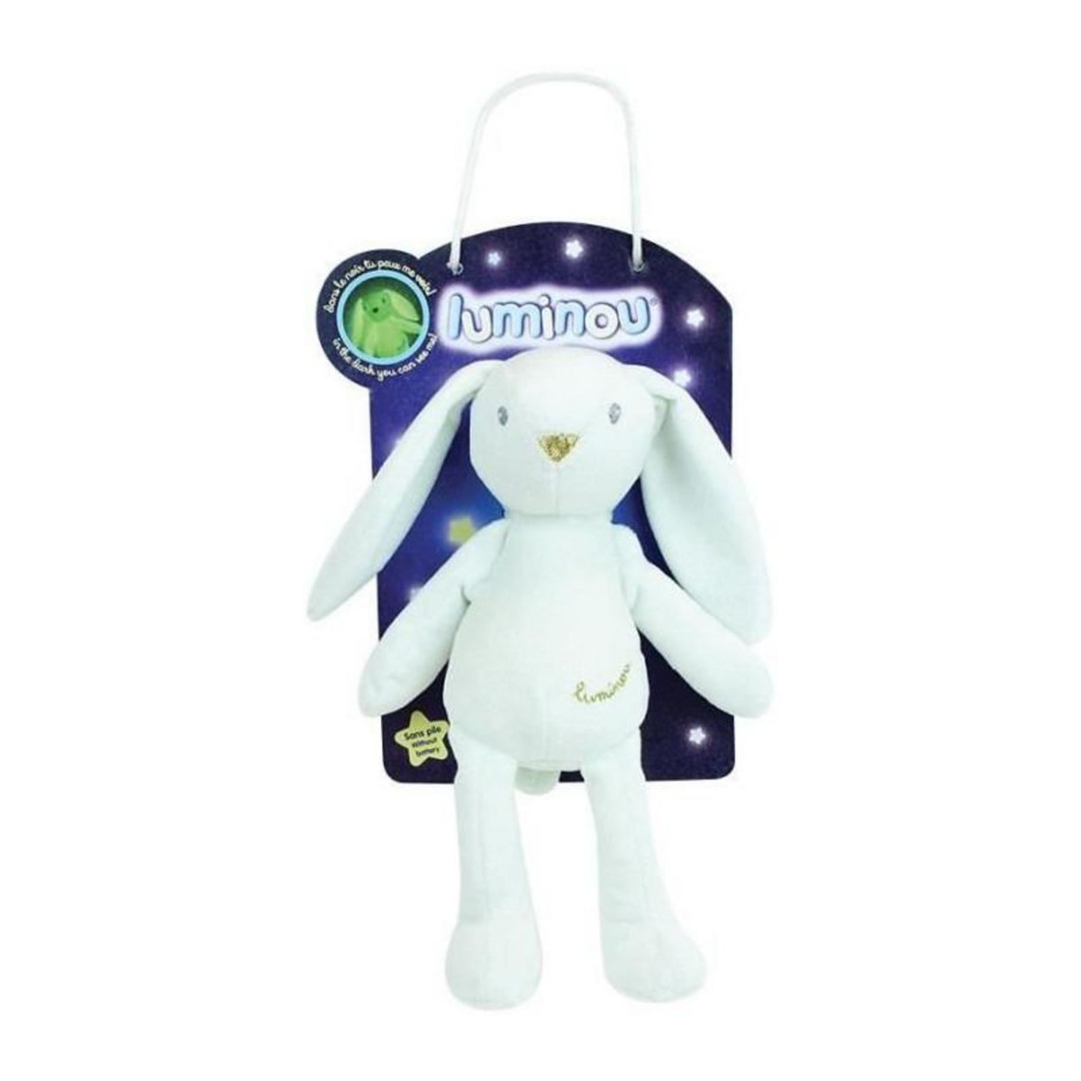 JEMINI JEMINI Luminou Lapin blanc Peluche lumineuse naturelle fonctionne sans pile+/- 20 cm