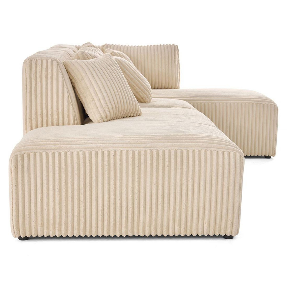 LISA DESIGN Victoire - canapé modulable d'angle droit 5 places en velours côtelé grosses côtes