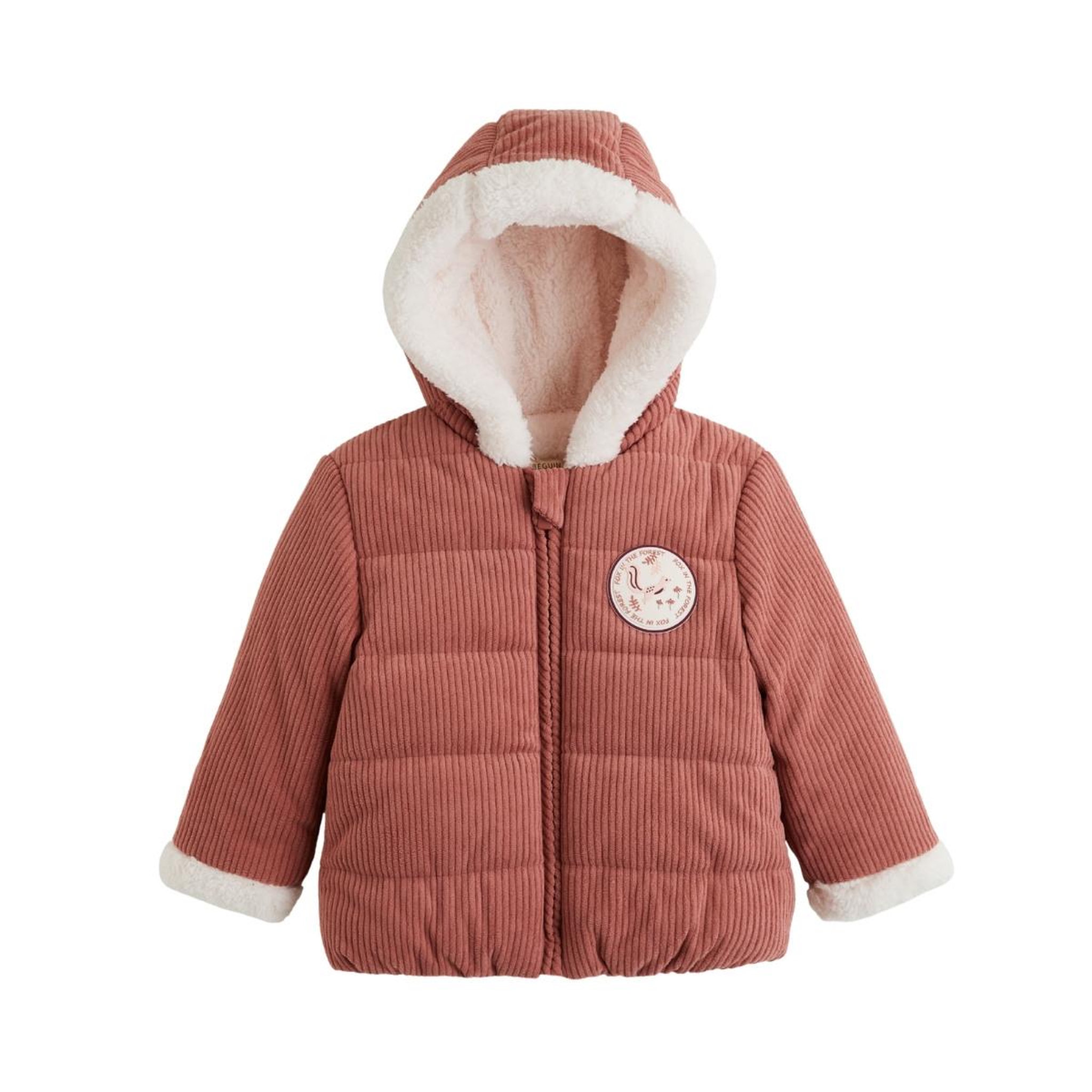 Voir la diapositive 1 : PETIT BEGUIN Doudoune bébé en velours côtelé doublée sherpa avec capuche evie