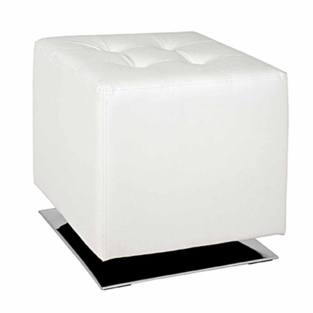 Paris Prix Pouf Carré Design  Hava  42cm Blanc