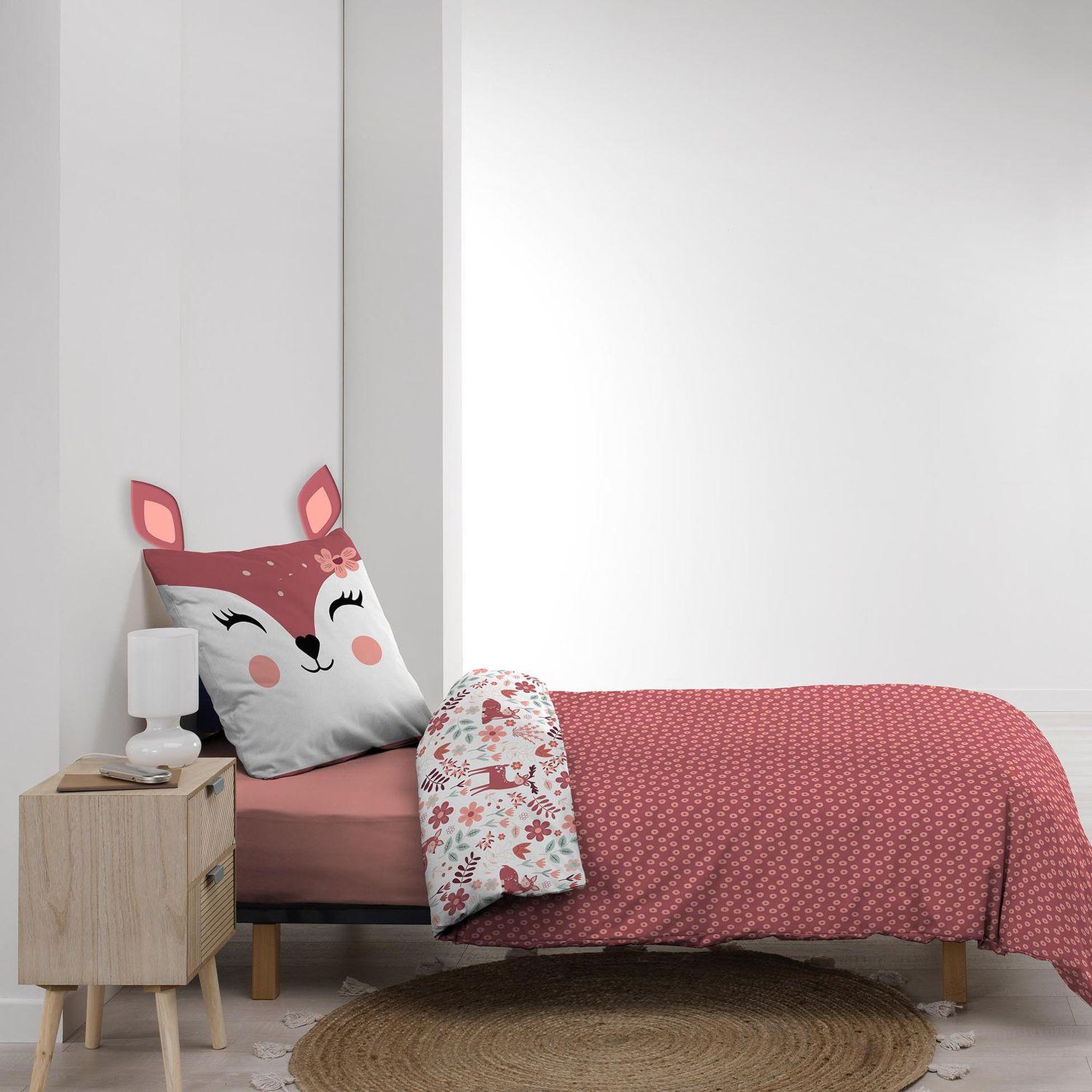 Voir la diapositive 5 : Douceur d'Intérieur Parure de lit enfant réversible BICHETTE - Coton 42 fils/cm² - 140 x 200 cm - Rose