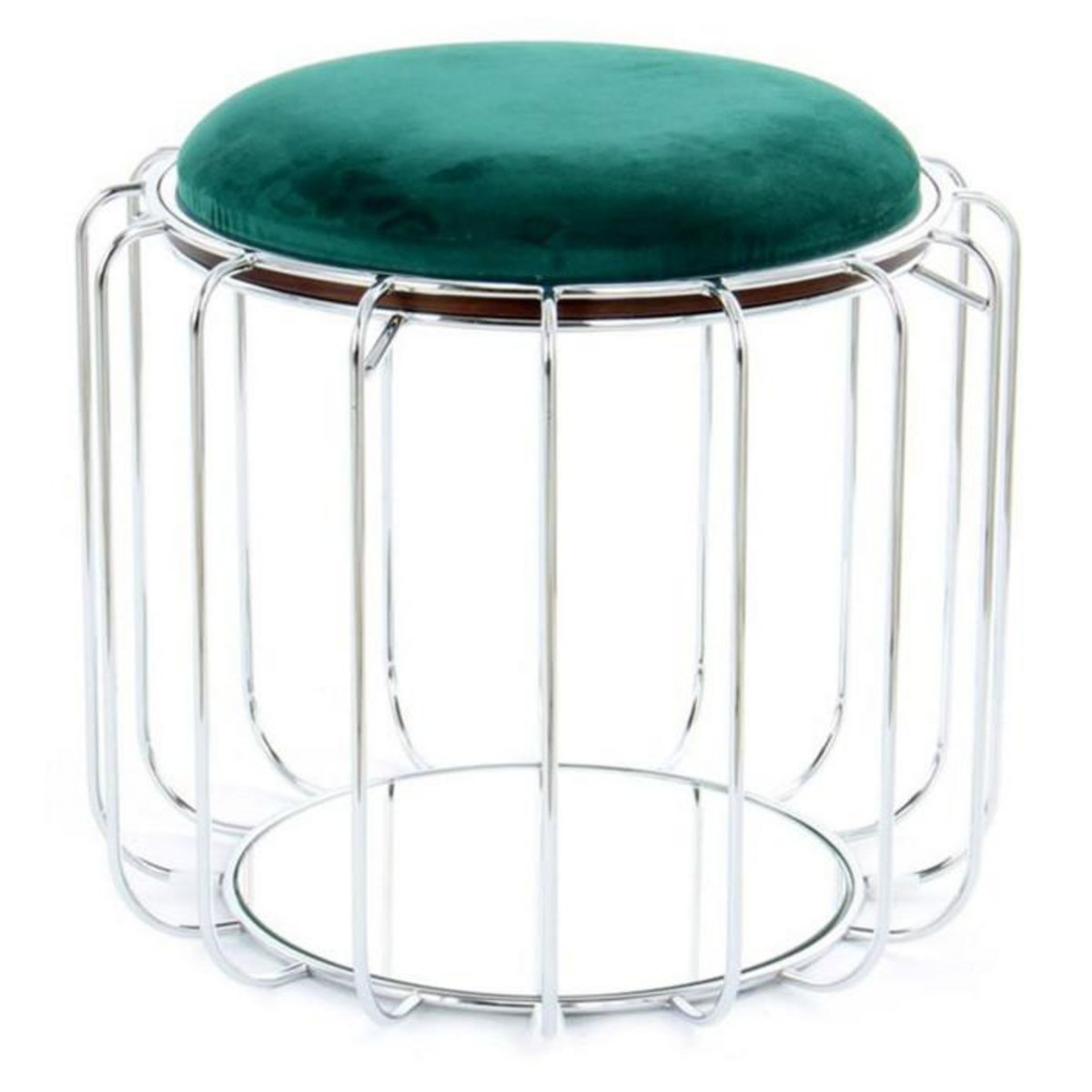 Paris Prix Pouf & Table d'Appoint  Comfortable  50cm Vert & Argent