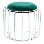 Paris Prix Pouf & Table d'Appoint  Comfortable  50cm Vert & Argent
