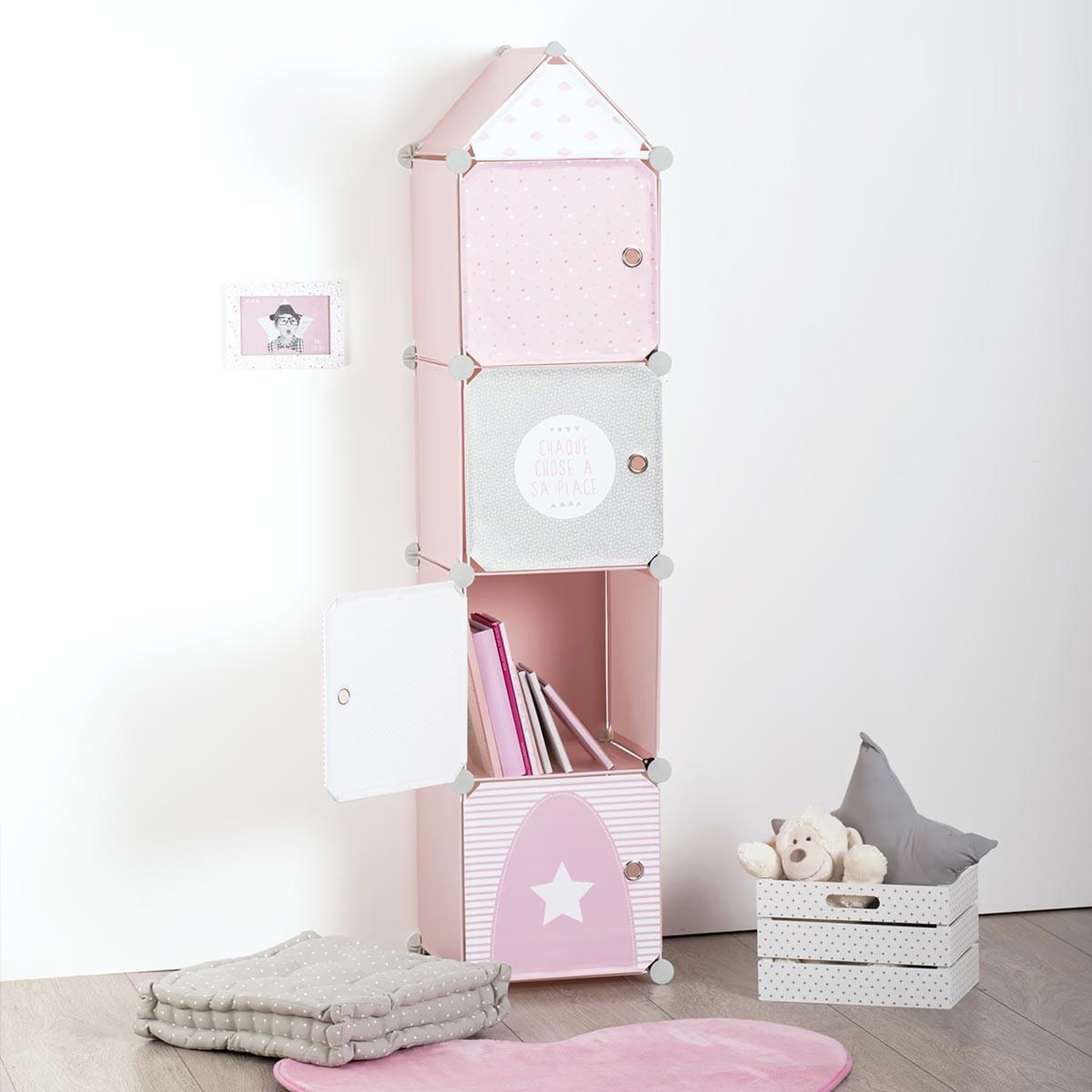 Voir la diapositive 5 : Atmosphera Kids Colonne de rangement  château  140cm rose & blanc