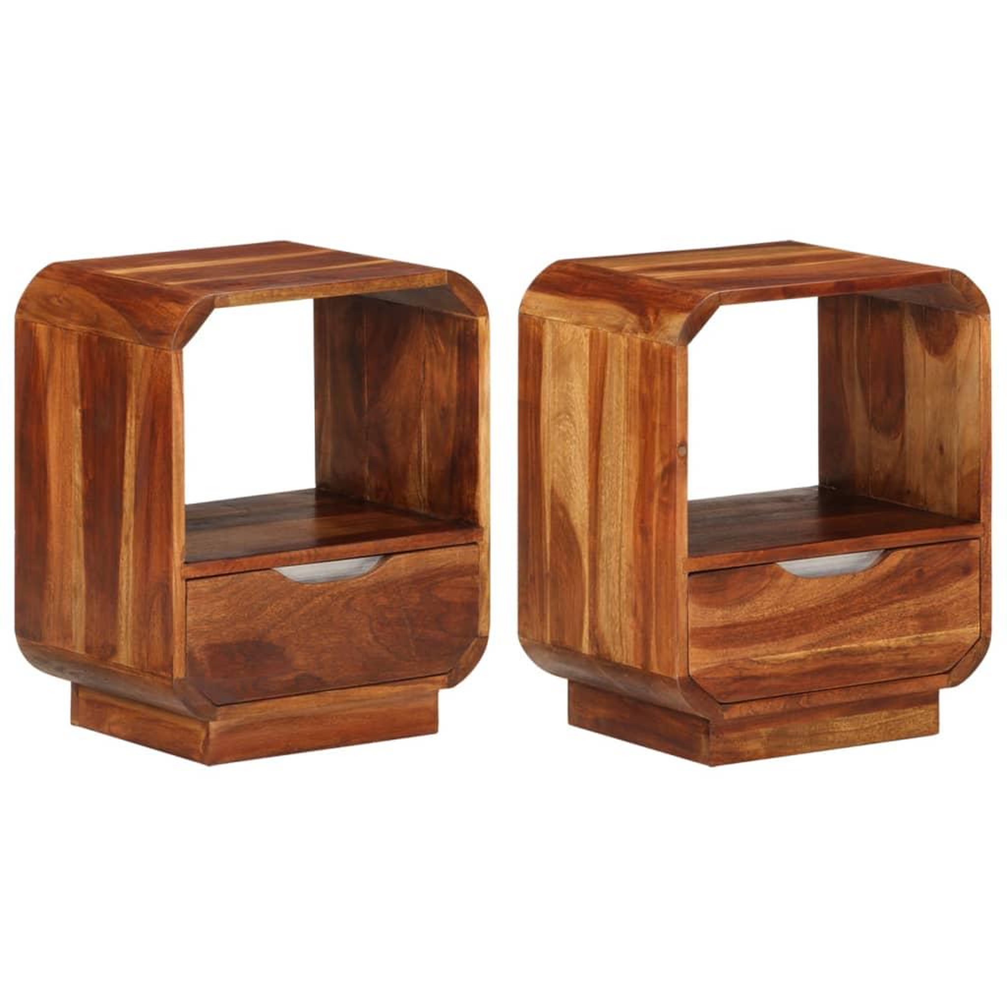 Voir la diapositive 1 : VIDAXL Table de chevet avec tiroir 2 pcs Bois massif 40x30x50 cm