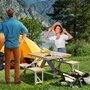 OUTSUNNY Table de camping jardin pique-nique pliante en bois avec 4 sieges