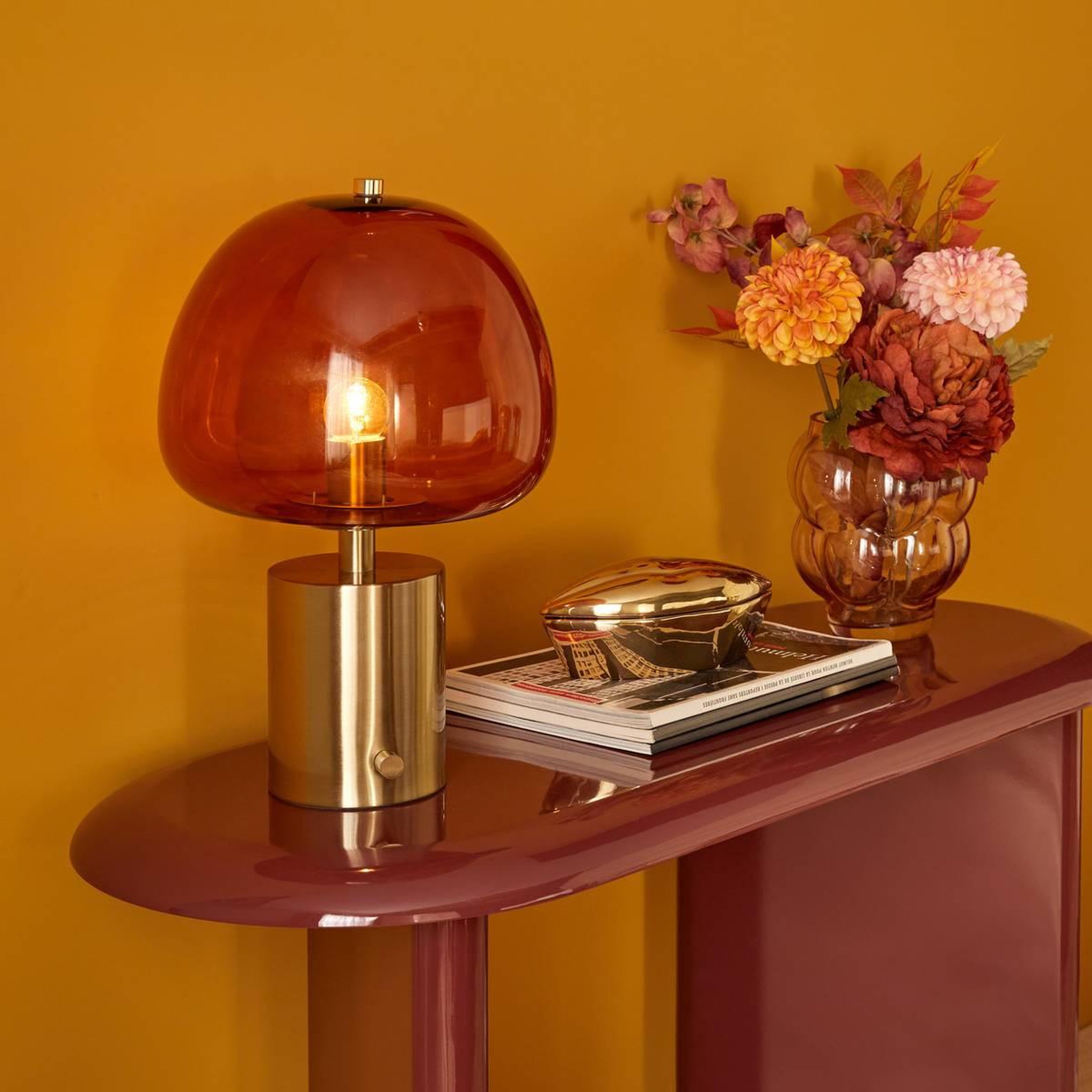 Voir la diapositive 6 : ATMOSPHERA Lampe à Poser en Verre  Elie  41cm Ambre