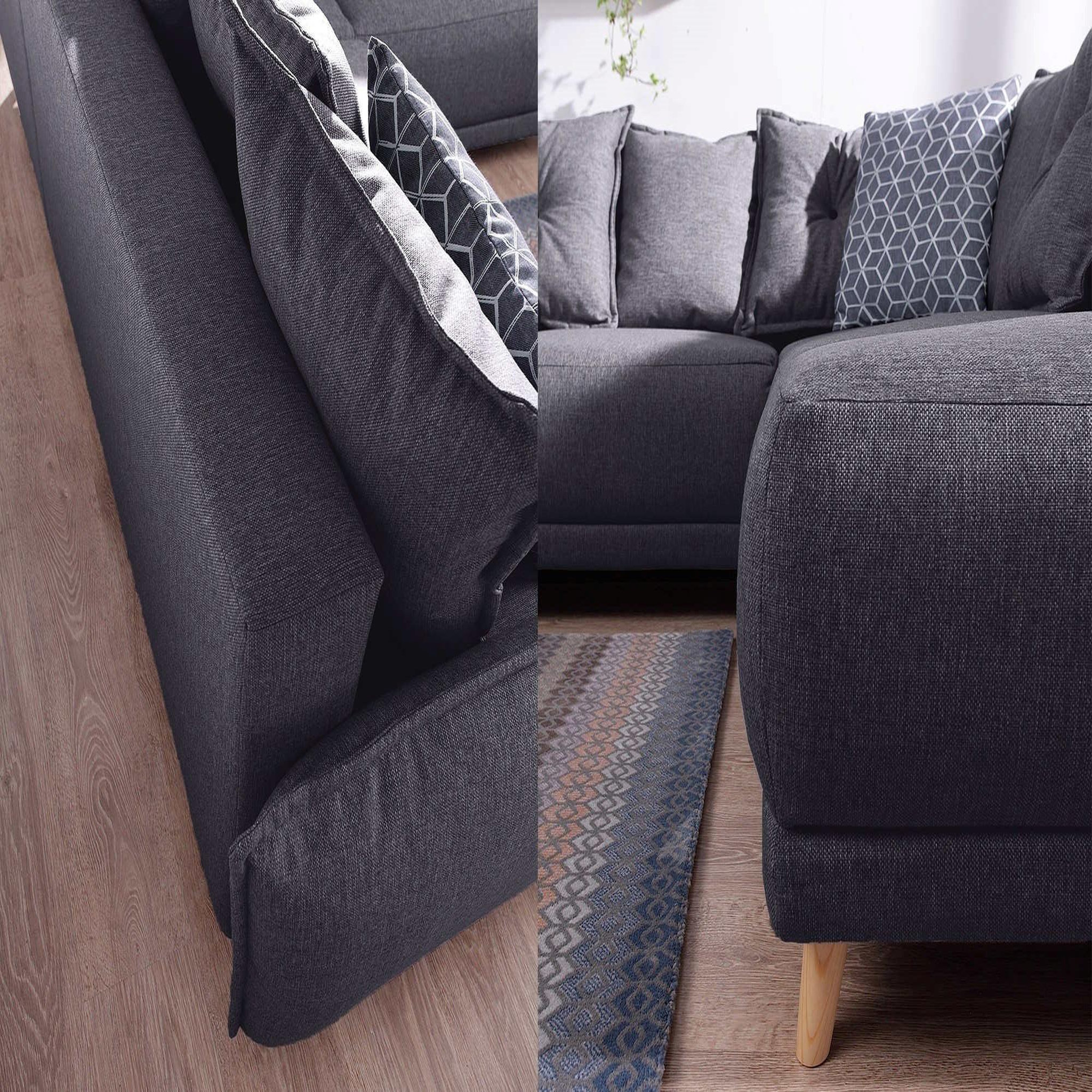 Voir la diapositive 5 : BEST MOBILIER Lena - canapé d'angle droit convertible - 5 places - gris foncé - style scandinave - gris foncé