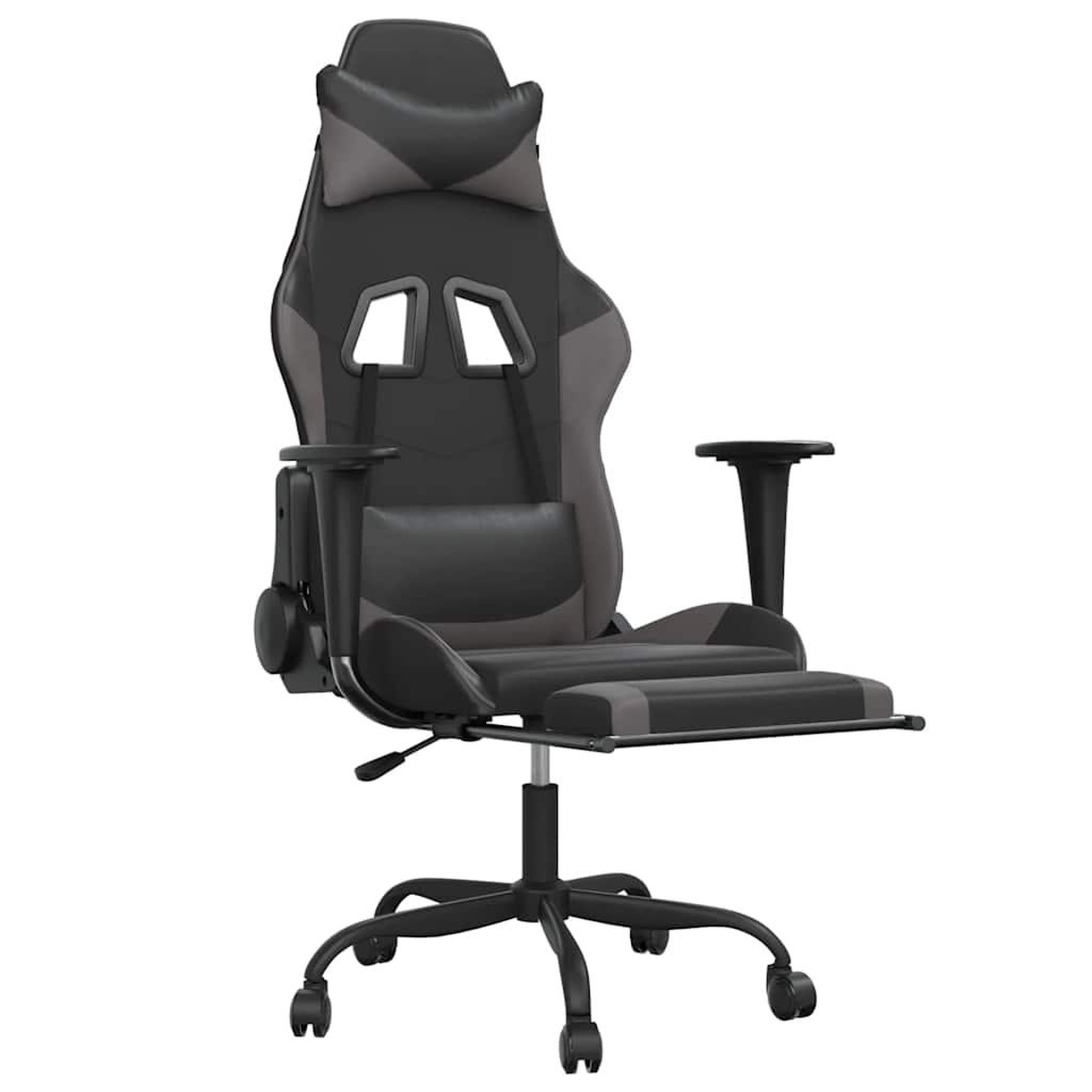 Voir la diapositive 3 : VIDAXL Chaise de jeu de massage avec repose-pied Noir&Gris Similicuir