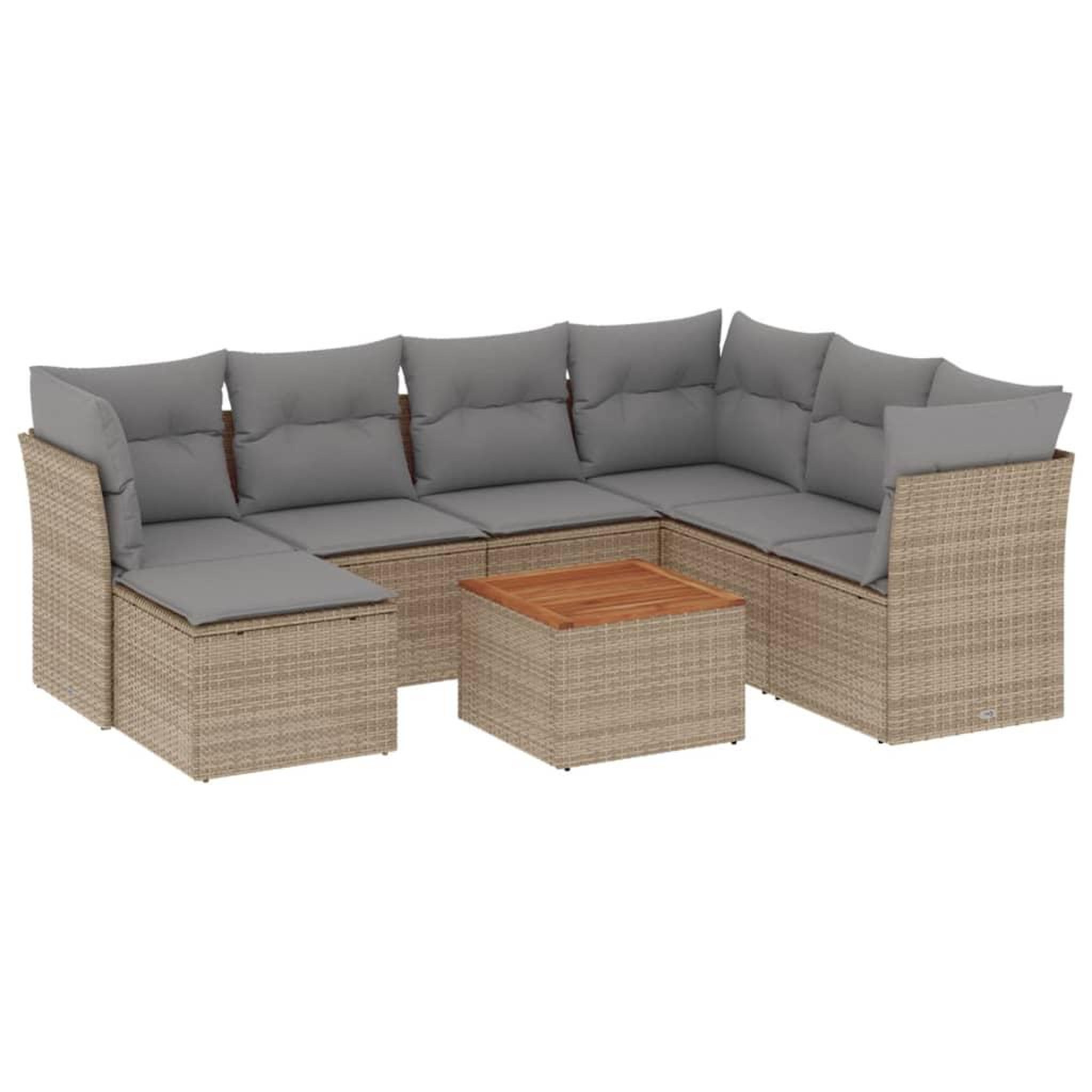 Voir la diapositive 2 : VIDAXL Salon de jardin avec coussins 8pcs melange beige resine tressee