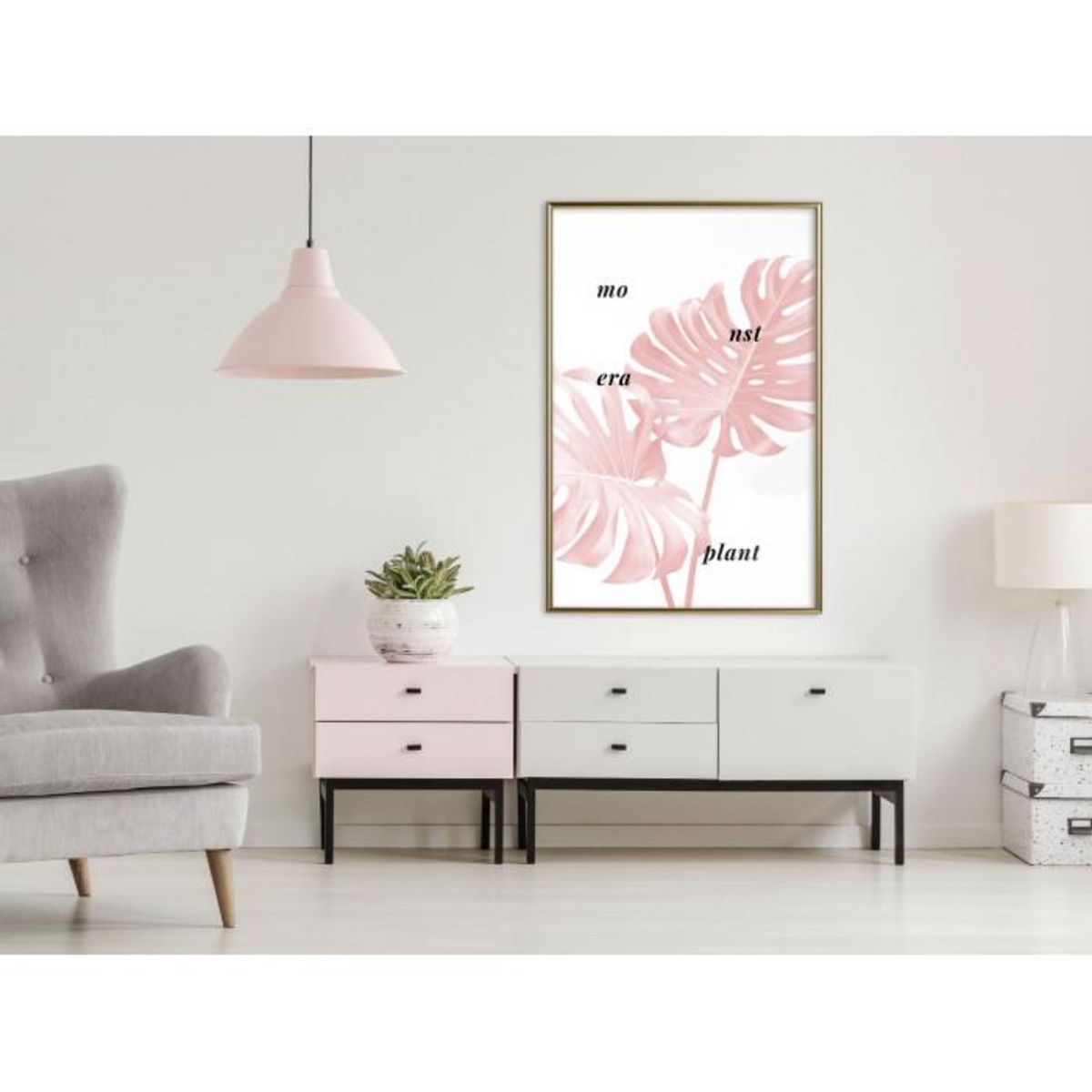 Paris Prix Affiche Murale Encadrée  Pale Pink Monstera