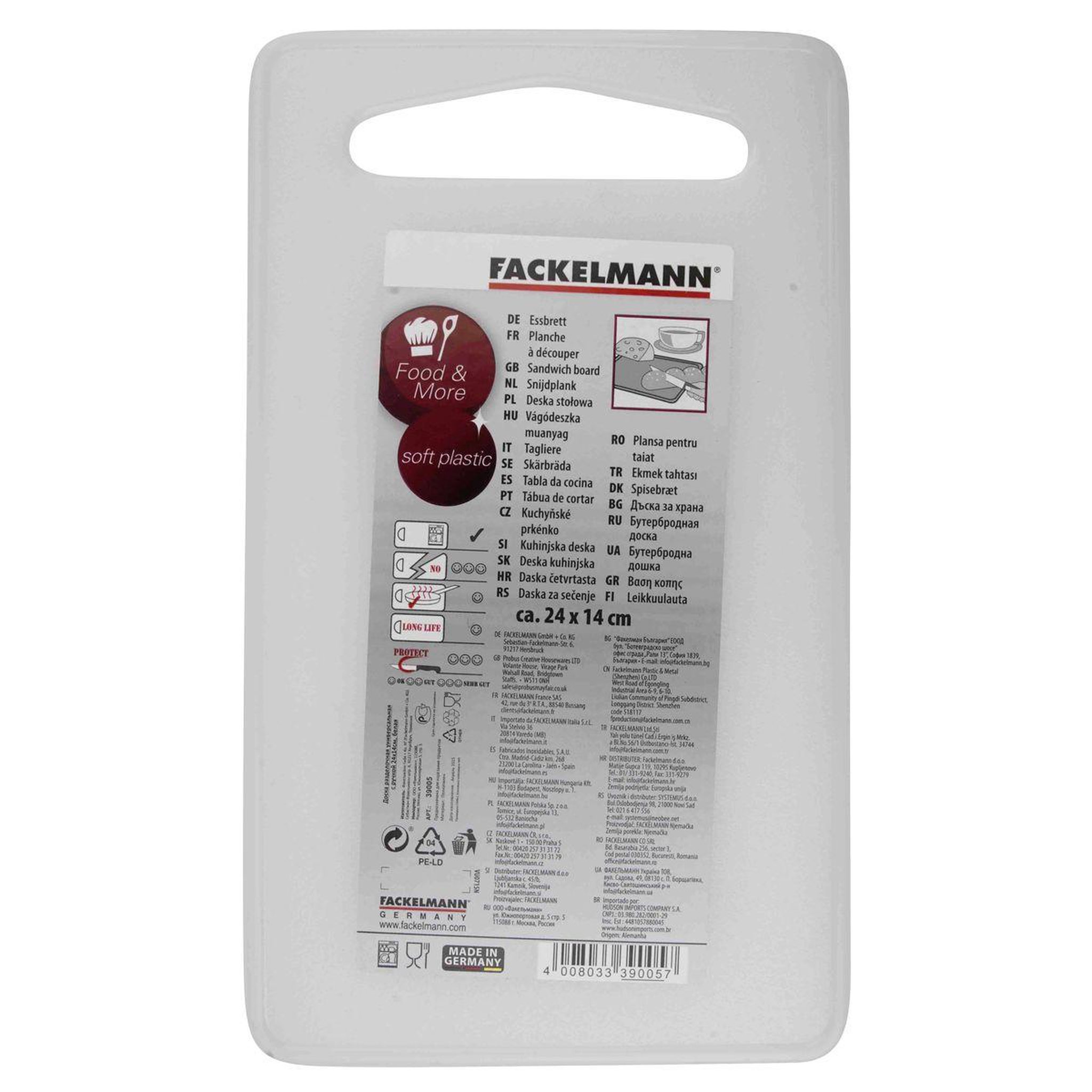 Voir la diapositive 2 : Fackelmann Planche à découper en plastique 24 x 14 cm Fackelmann
