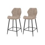 LISA DESIGN Dahi - lot de 2 tabourets de bar - support lombaire - en tissu bouclette sable. Coloris disponibles : Beige