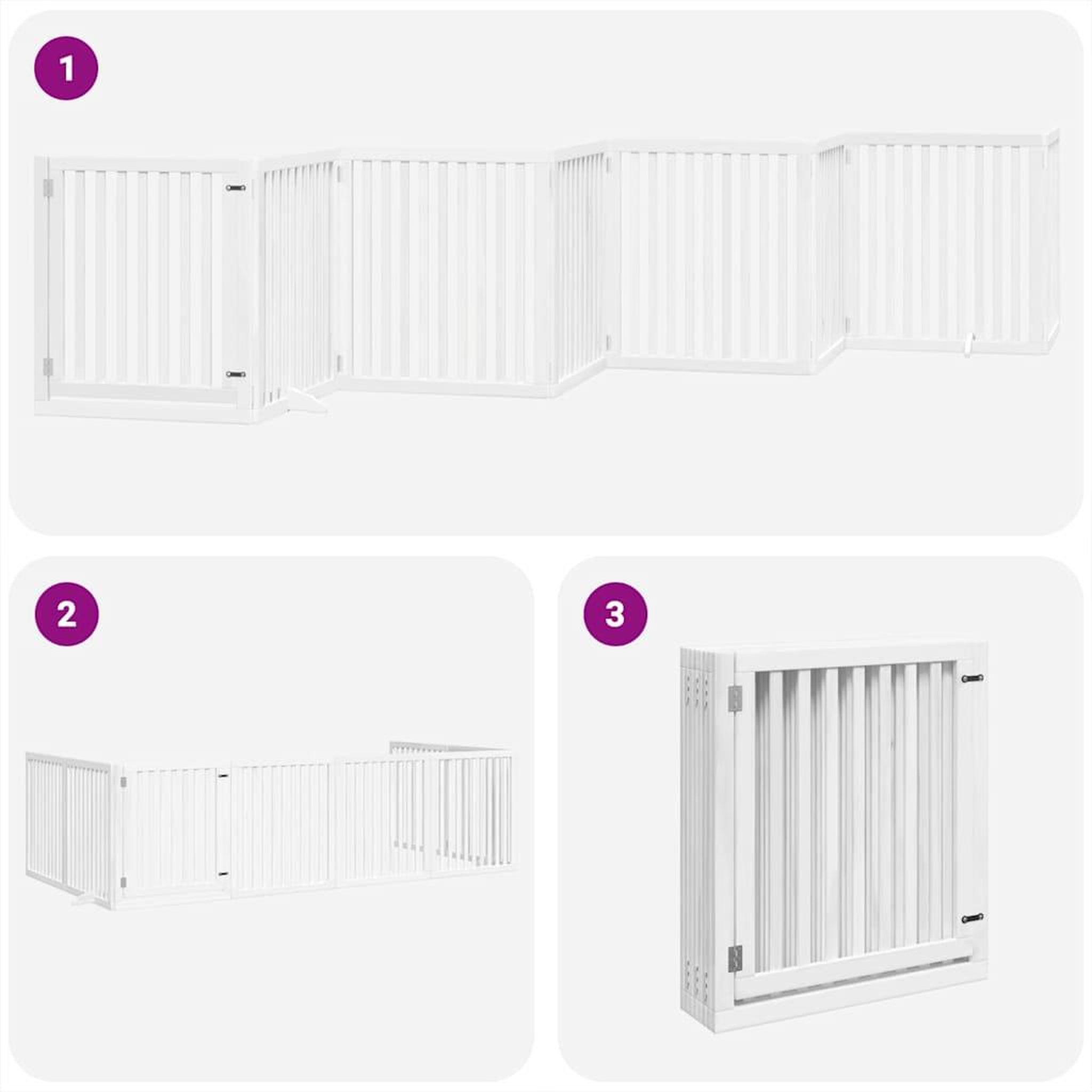 Voir la diapositive 5 : VIDAXL Barriere pour chien porte pliable 8panneaux blanc bois peuplier