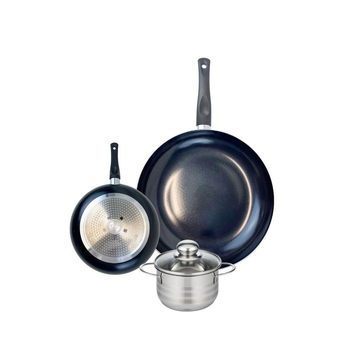 ELO Ensemble de 2 Poêles de cuisson 20 et 32 cm et 1 faitout 14 cm Elo Prima Brillant