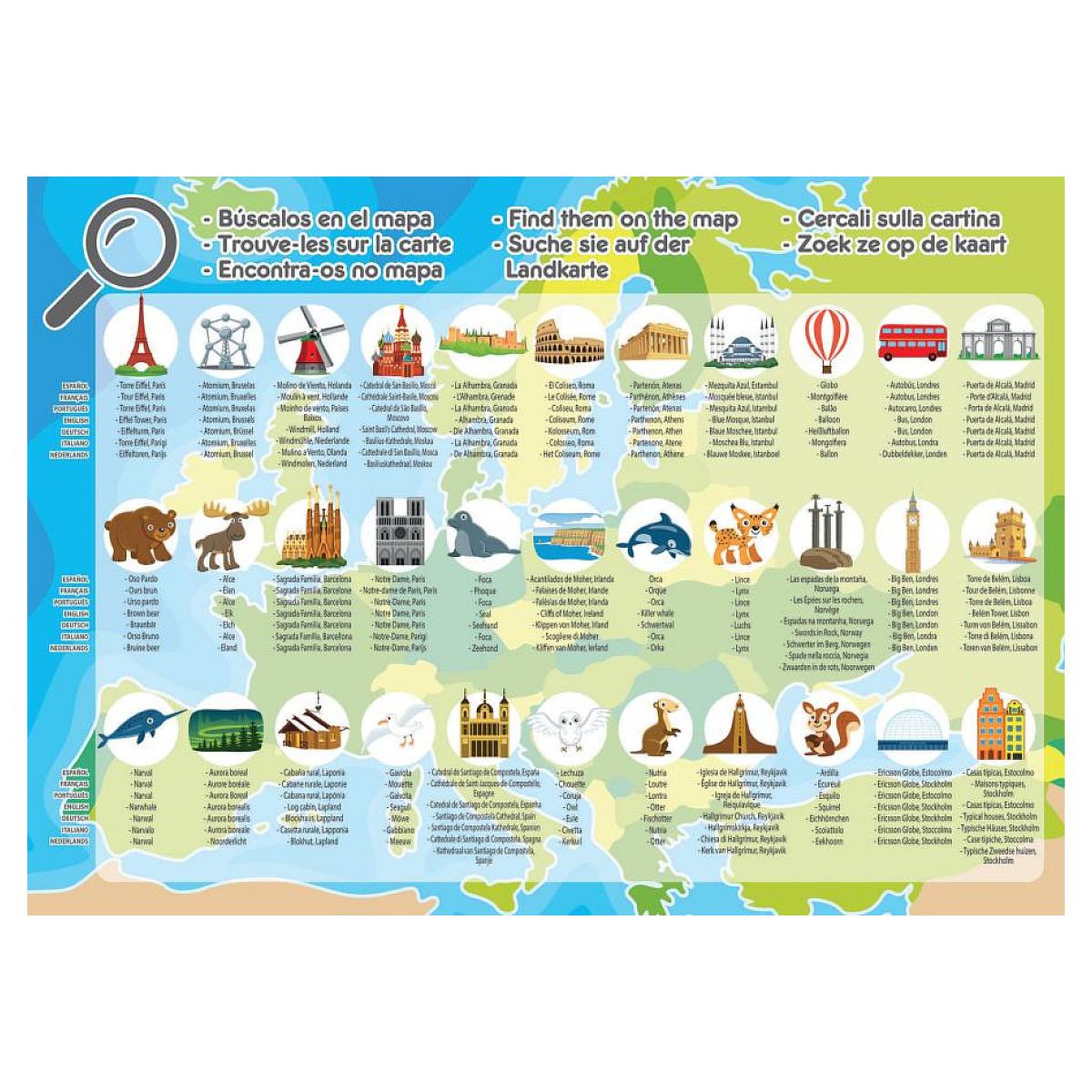 Voir la diapositive 4 : EDUCA Puzzle 150 pcs Carte d'Europe