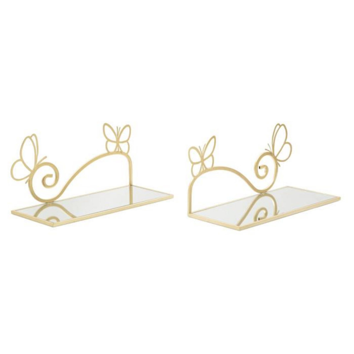 Paris Prix Lot de 2 Tables de Chevet Murales  Butterfly  41cm Or