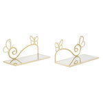 Paris Prix Lot de 2 Tables de Chevet Murales  Butterfly  41cm Or