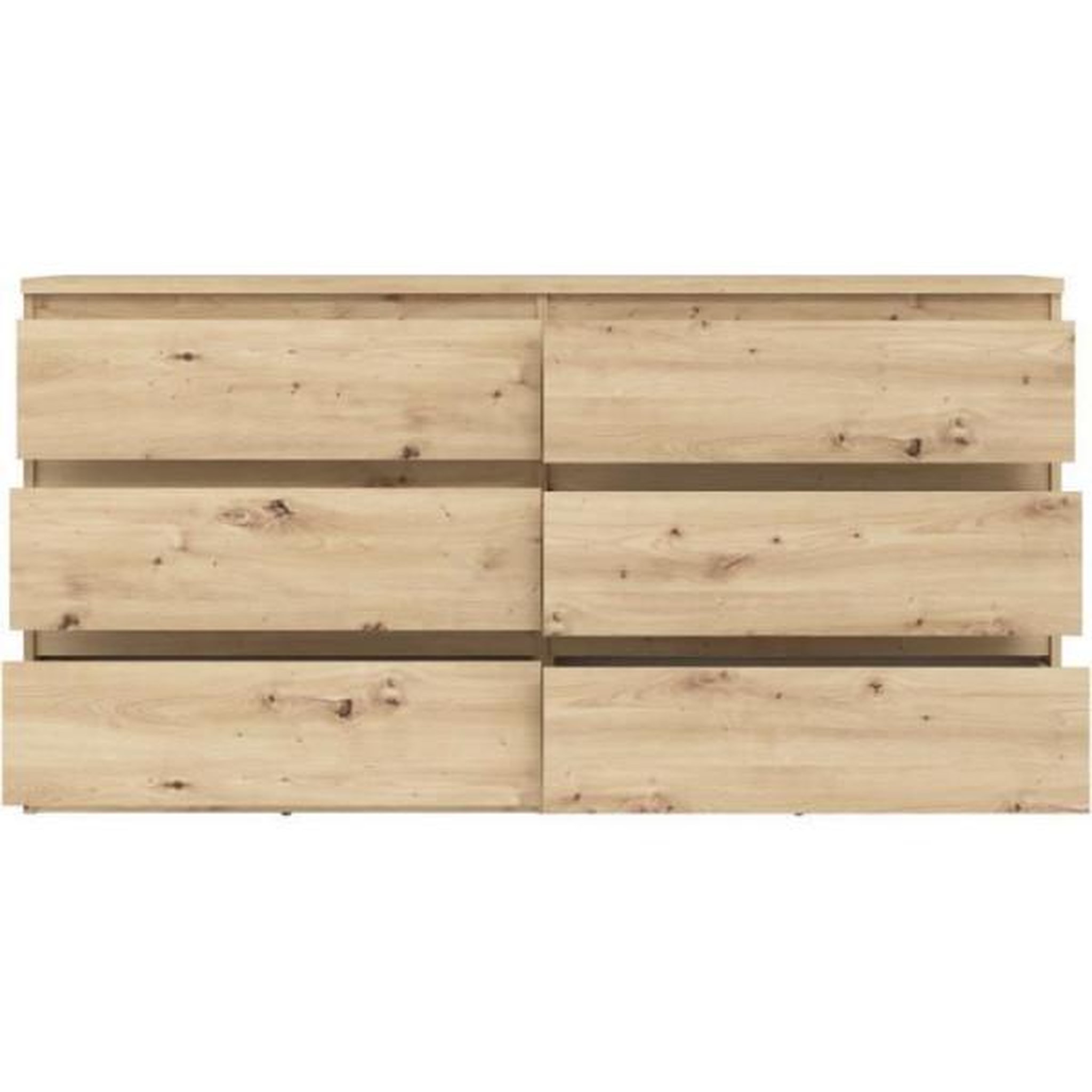 Voir la diapositive 4 : MARKET24 Commode CHELSEA 6 tiroirs - L 154 cm x P 42,2 x H 79,9 - Décor chene artisan