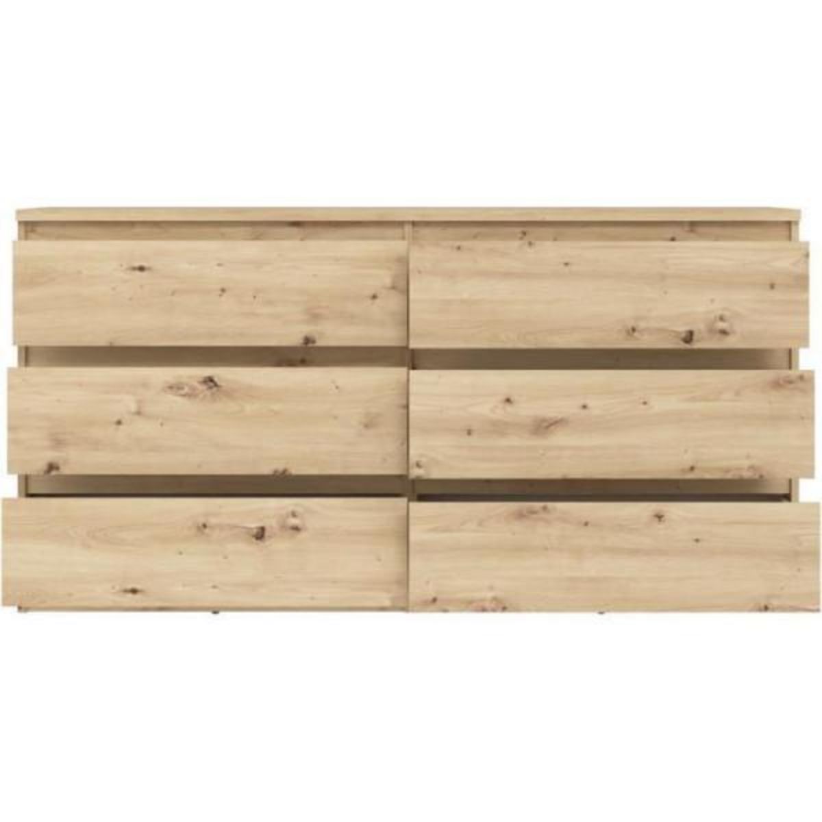 MARKET24 Commode CHELSEA 6 tiroirs - L 154 cm x P 42,2 x H 79,9 - Décor chene artisan