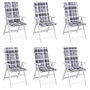 Voir la diapositive 4 : VIDAXL Coussins de chaise jardin a dossier haut lot de 6 carreaux gris