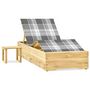 Voir la diapositive 1 : VIDAXL Chaise longue de jardin avec table et coussin Pin impregne