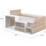 Voir la diapositive 4 : ID MARKET Lit combiné avec sommier, bureau et rangement LEOPOLD 90 x 190 cm hêtre et blanc