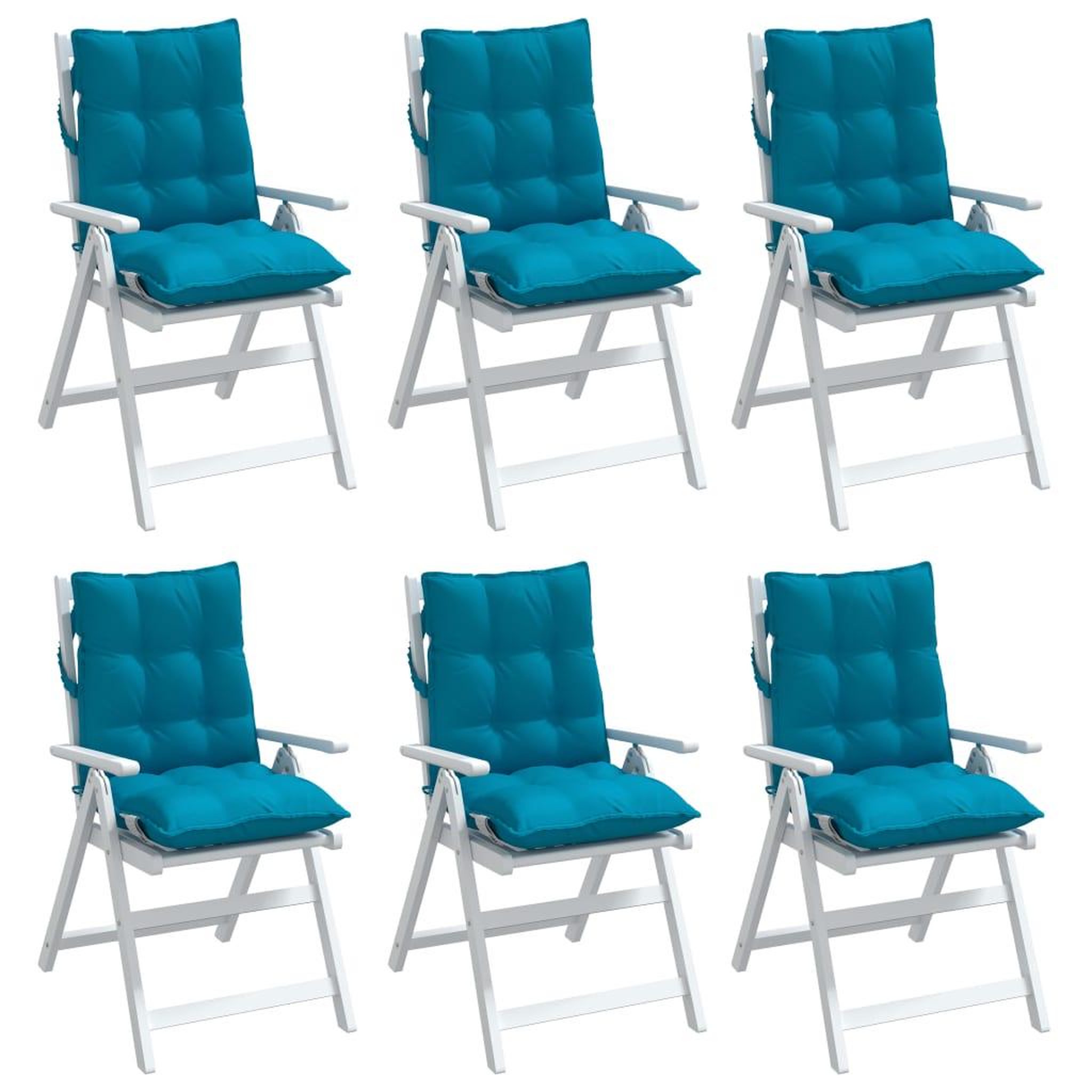 Voir la diapositive 4 : VIDAXL Coussins de chaise a dossier bas lot de 6 bleu clair