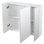 KLEANKIN Armoire miroir de salle de bain armoire murale 3 portes 2 étagères dim. 70L x 15l x 60H cm MDF blanc