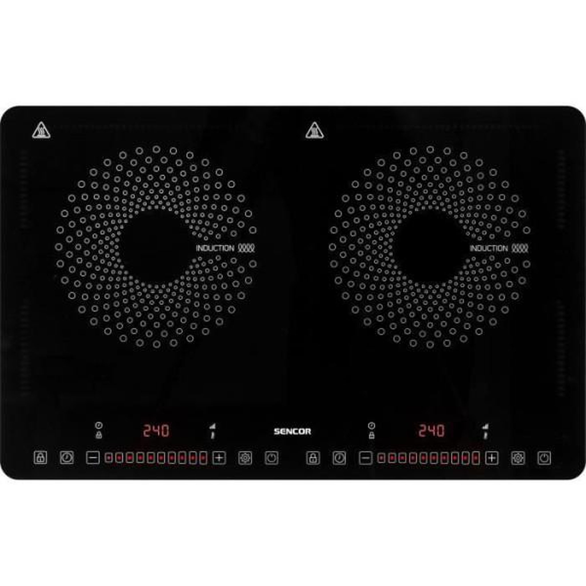 Voir la diapositive 2 : MARKET24 Plaque de Cuisson - Mobile Electrique Plaque de cuisson a induction - SENCOR - SCP 4501BK - 3400 W - 2 foyers - Ultra fin - Noir