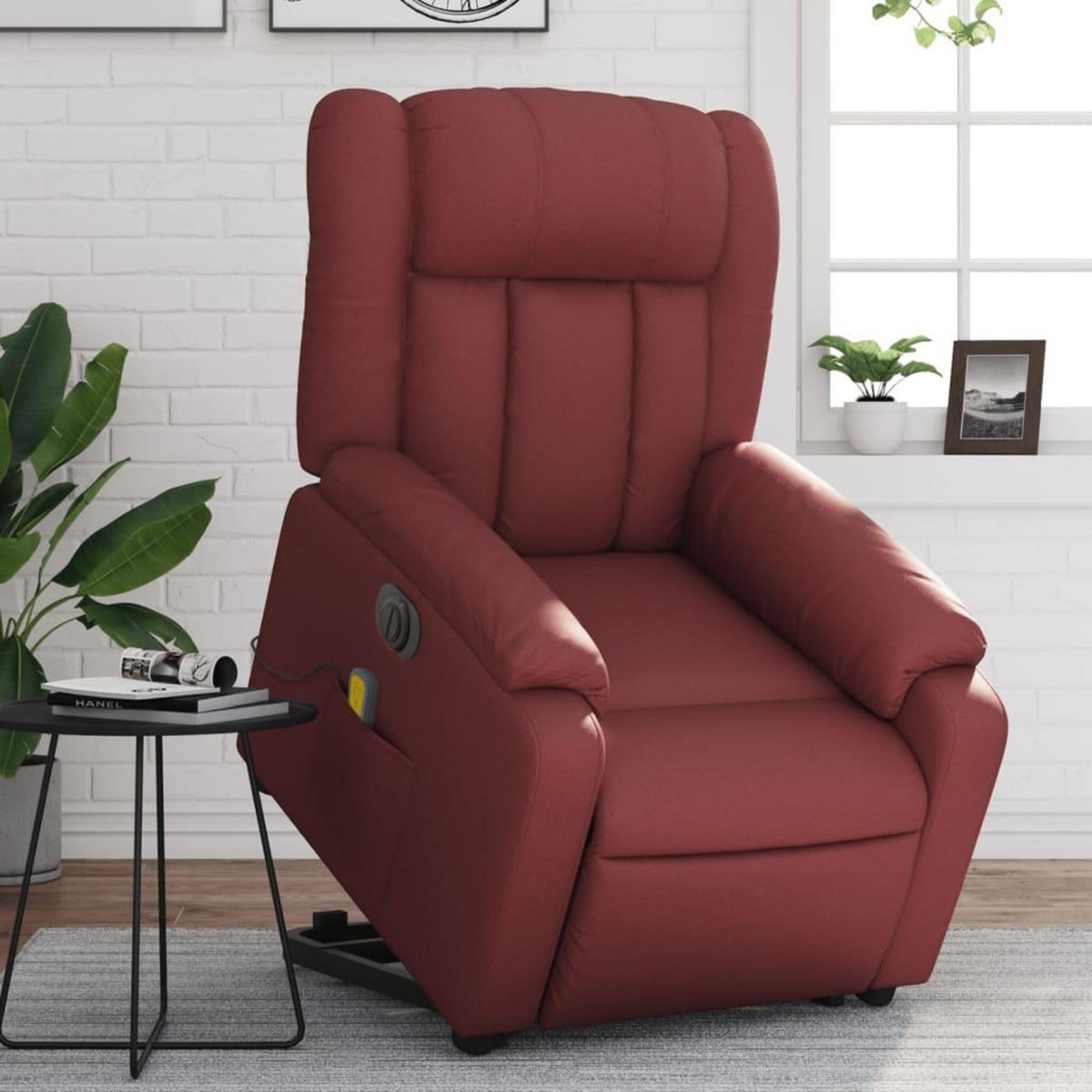 VIDAXL Fauteuil inclinable de massage electrique rouge bordeaux