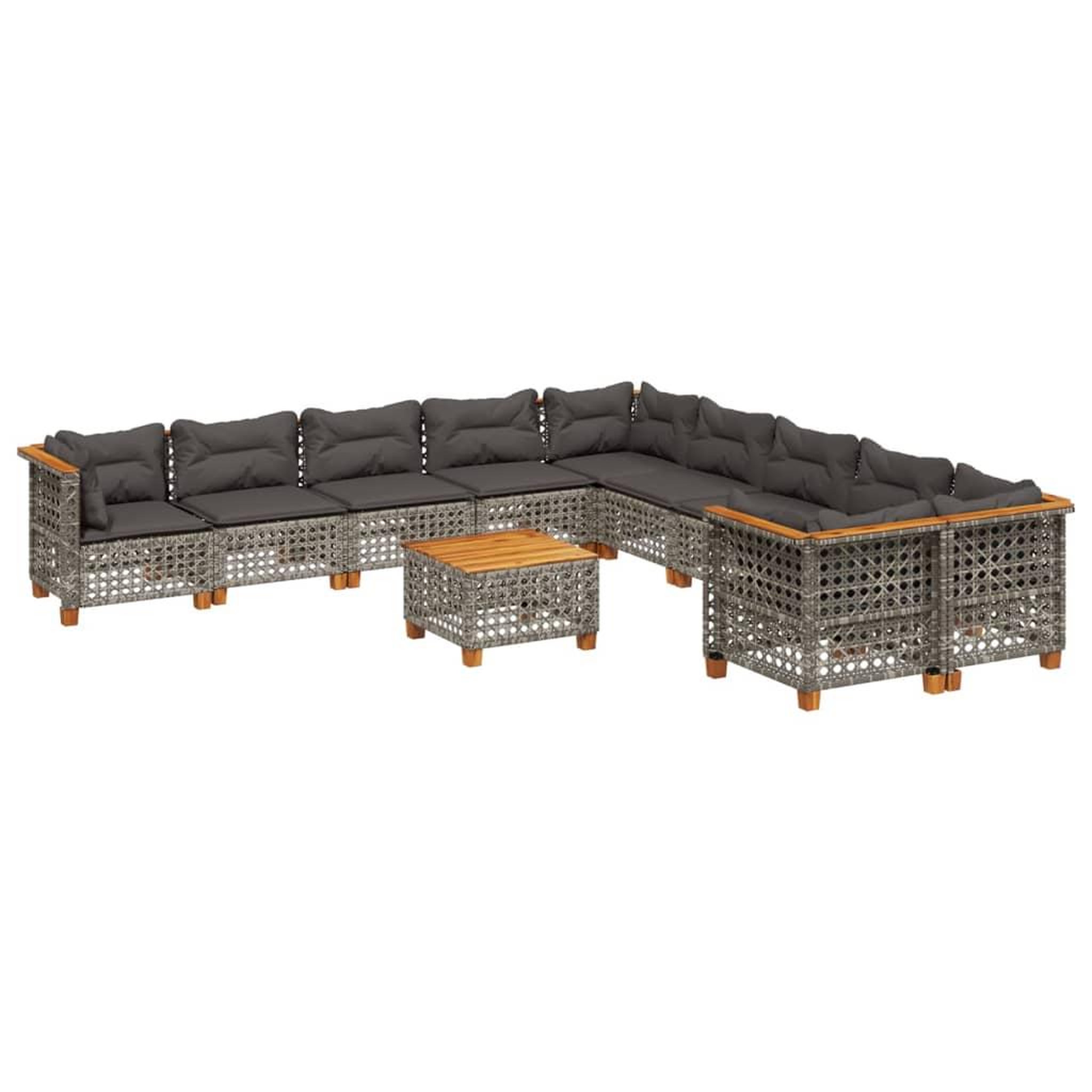 Voir la diapositive 2 : VIDAXL Salon de jardin 11 pcs avec coussins gris resine tressee